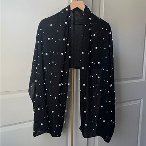 Black sheer pearl chiffon / scarf / shawl